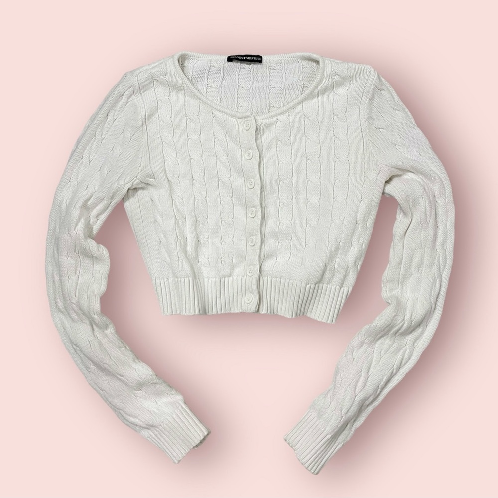 brandy melville cropped cable knit cardigan